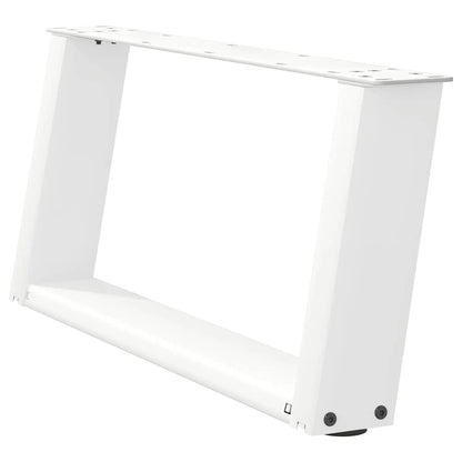 vidaXL Pieds de table basse en U 2 pcs Blanc 70x(30-31) cm Acier