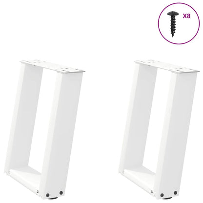 vidaXL Pieds de table basse en U 2 pcs Blanc 28x(42-43) cm Acier