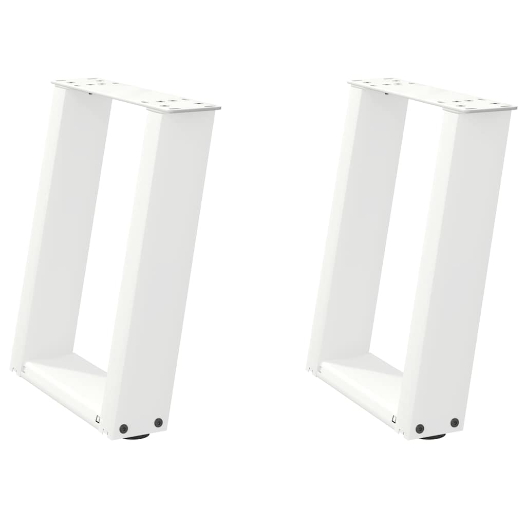vidaXL Pieds de table basse en U 2 pcs Blanc 28x(42-43) cm Acier