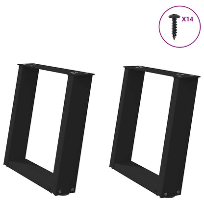 vidaXL Pieds de table basse en U 2 pcs Noir 50x(42-43) cm Acier
