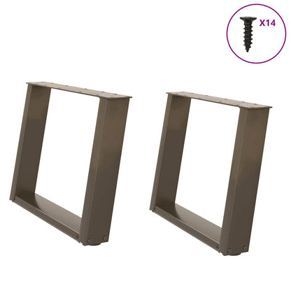 vidaXL Couchtischbeine U-Form 2 Stk. Naturstahl 60x(42-43) cm Stahl
