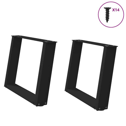 vidaXL Couchtischbeine U-Form 2 Stk. Schwarz 70x(42-43) cm Stahl