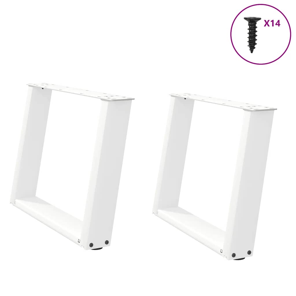 vidaXL Couchtischbeine U-Form 2 Stk. Weiß 70x(42-43) cm Stahl