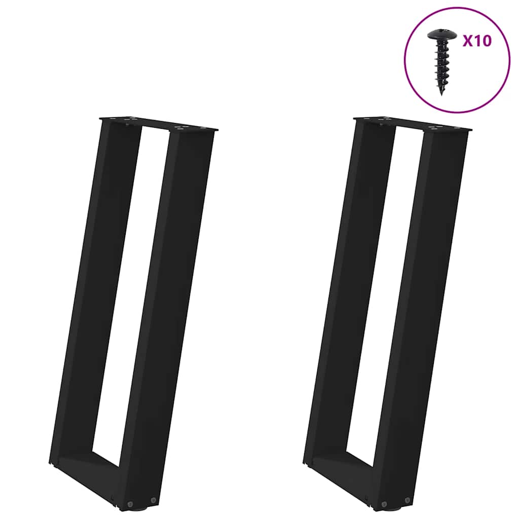 vidaXL Pieds de table console en U 2 pcs Noir 28x(72-73) cm Acier