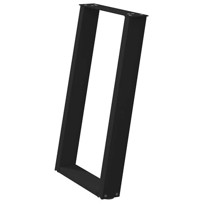 vidaXL Pieds de table à manger en U 2 pcs Noir 60x(72-73) cm Acier
