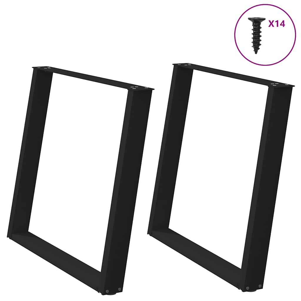 vidaXL Esstischbeine U-Form 2 Stk. Schwarz 100x(72-73) cm Stahl