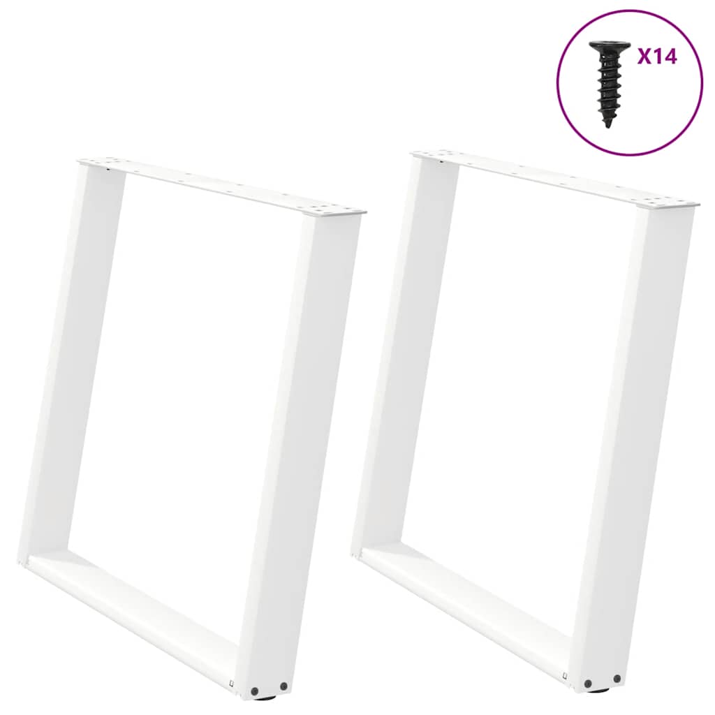 vidaXL Pieds de table à manger en U 2 pcs Blanc 100x(72-73) cm Acier