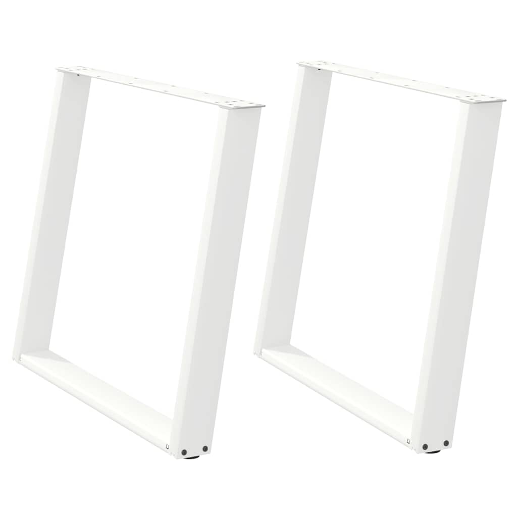 vidaXL Pieds de table à manger en U 2 pcs Blanc 100x(72-73) cm Acier