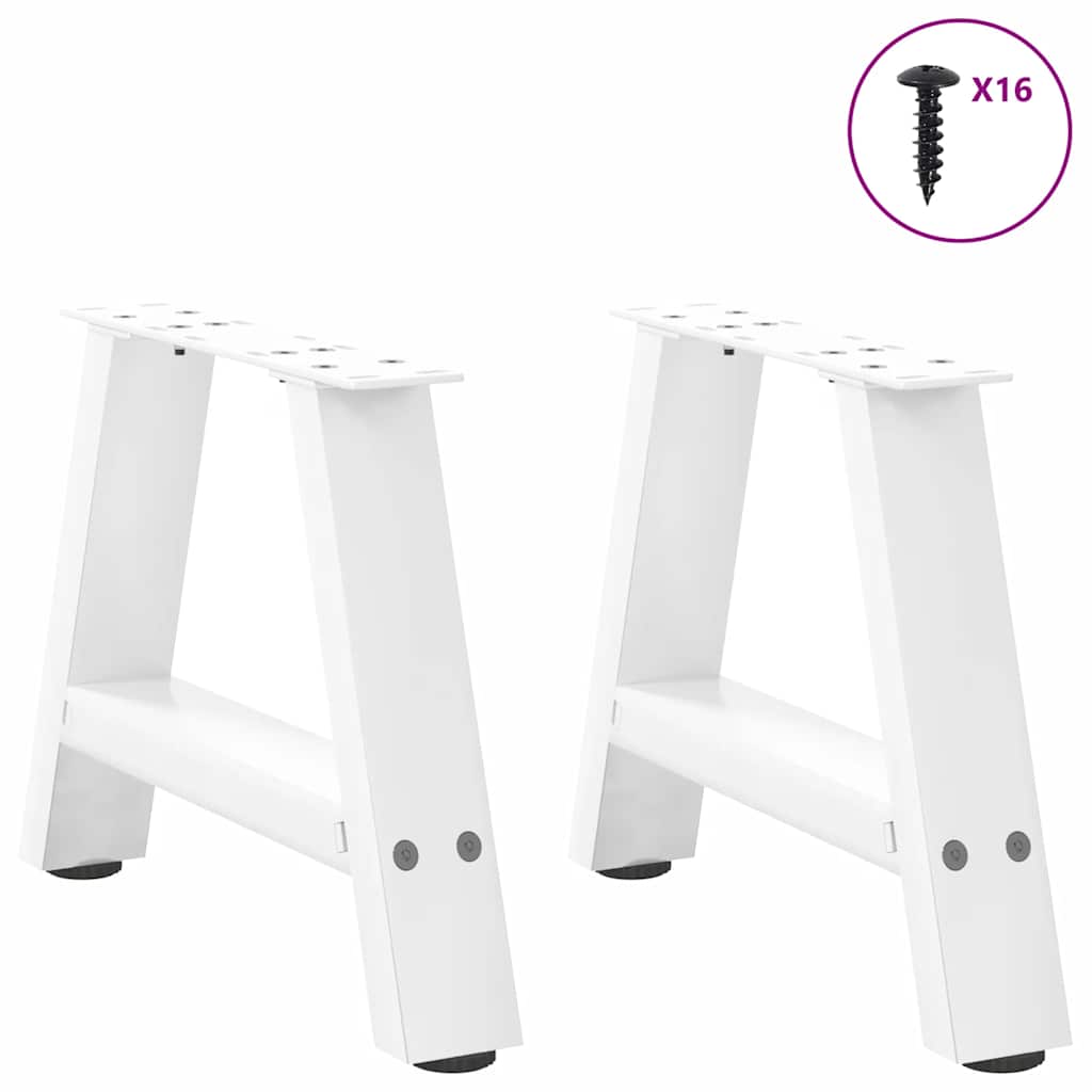 vidaXL Couchtischbeine A-Form 2 Stk. Weiß 30x(30-31) cm Stahl