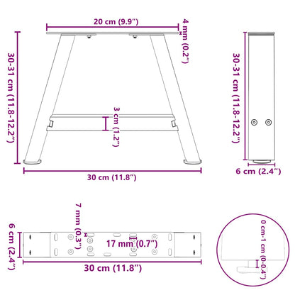 vidaXL Couchtischbeine A-Form 2 Stk. Anthrazit 30x(30-31) cm Stahl