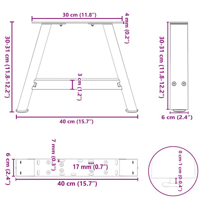 vidaXL Couchtischbeine A-Form 2 Stk. Weiß 40x(30-31) cm Stahl