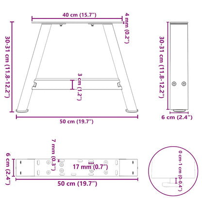 vidaXL Couchtischbeine A-Form 2 Stk. Weiß 50x(30-31) cm Stahl