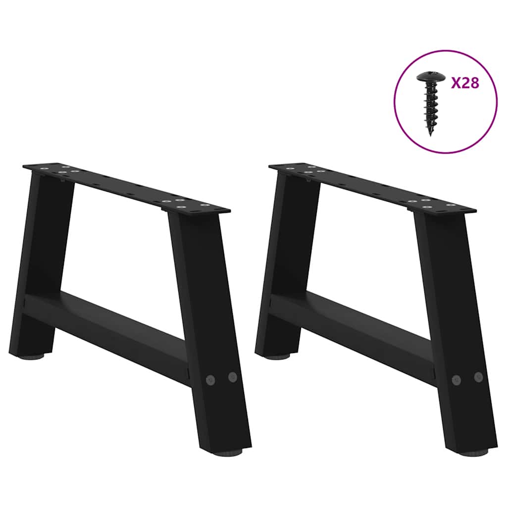 vidaXL Pieds de table basse forme A 2 pcs Noir 60x(30-31) cm Acier
