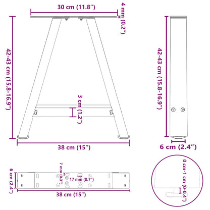vidaXL Couchtischbeine A-Form 2 Stk. Anthrazit 38x(42-43) cm Stahl