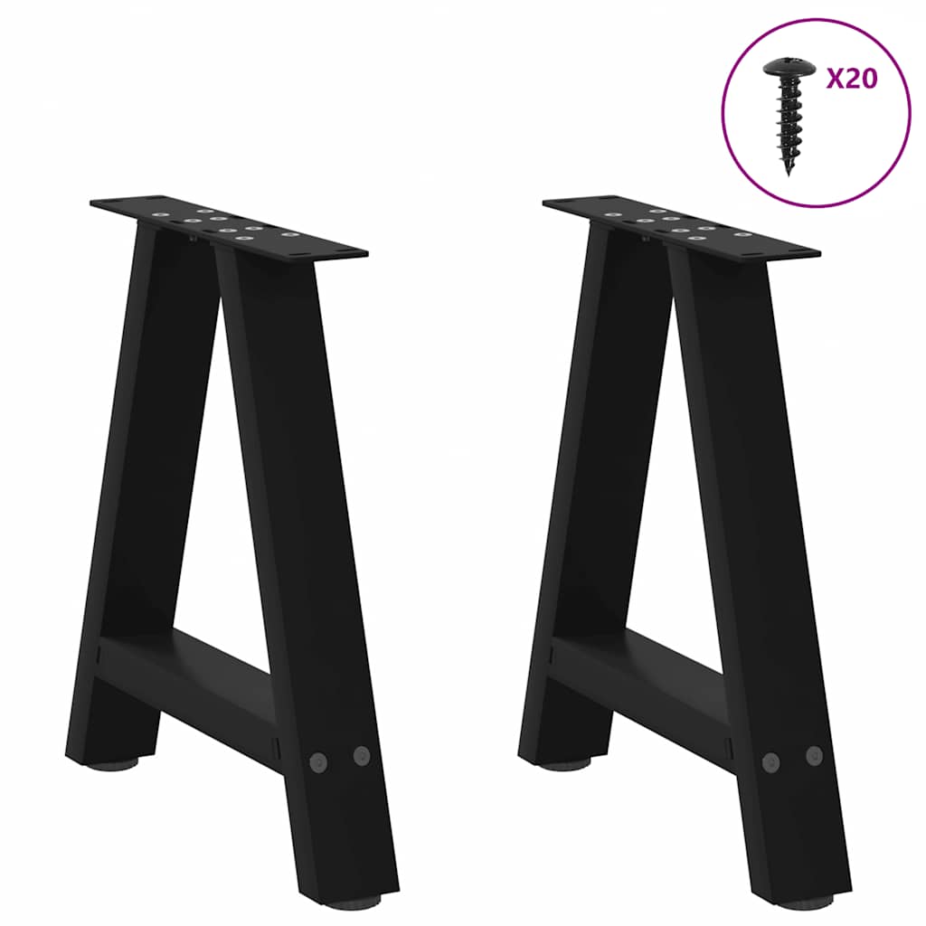 vidaXL Pieds de table basse forme A 2 pcs Noir 50x(42-43) cm Acier