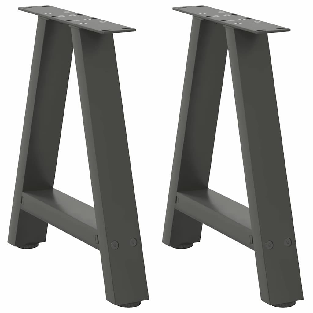 vidaXL Pieds de table basse forme A 2 pcs Anthracite 50x(42-43) cm Acier