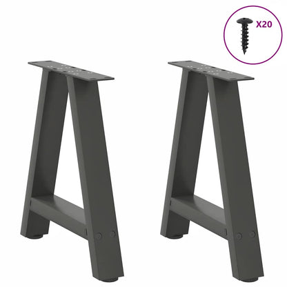 vidaXL Pieds de table basse forme A 2 pcs Anthracite 50x(42-43) cm Acier