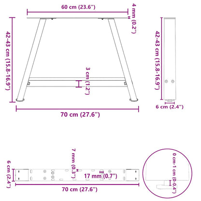 vidaXL Couchtischbeine A-Form 2 Stk. Anthrazit 70x(42-43) cm Stahl