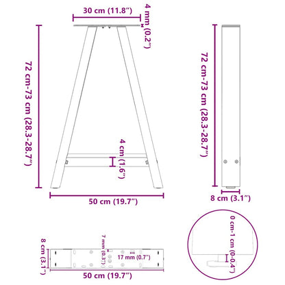 vidaXL Esstischbeine A-Form 2 Stk. Weiß 50x(72-73) cm Stahl