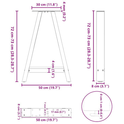 vidaXL Esstischbeine A-Form 2 Stk. 50x(72-73) cm Stahl
