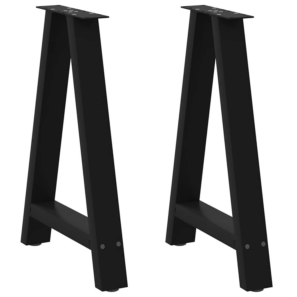 vidaXL Pieds de table à manger en forme de A 2 pcs Noir 60x(72-73) cm Acier