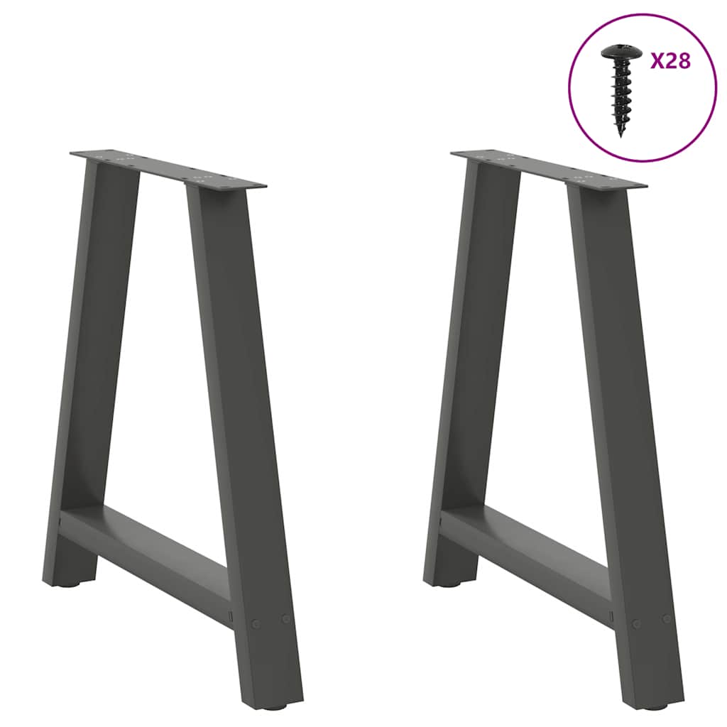 vidaXL Pieds de table à manger en forme de A 2 pcs Anthracite 80x(72-73) cm Acier