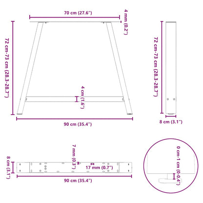 Esstischbeine A-Form 2 Stk. Anthrazit 90x(72-73) cm Stahl