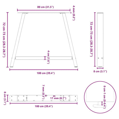 vidaXL Esstischbeine A-Form 2 Stk. Anthrazit 100x(72-73) cm Stahl