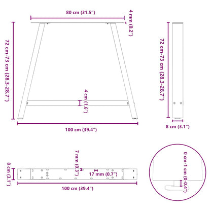 Esstischbeine A-Form 2 Stk. 100x(72-73) cm Stahl