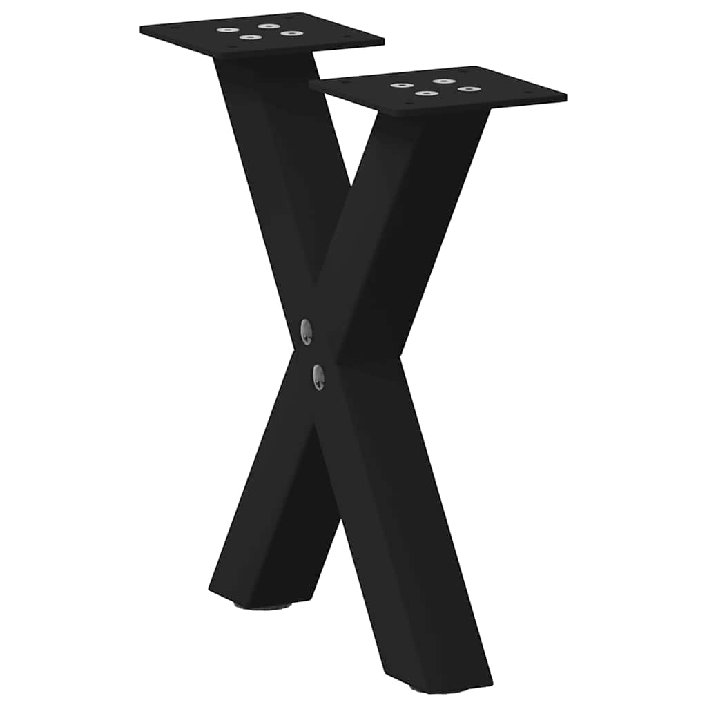 vidaXL Pieds de table basse en X 2 pcs Noir 30x(30-31) cm Acier