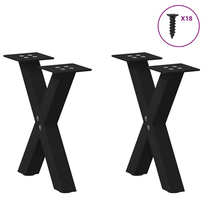 vidaXL Pieds de table basse en X 2 pcs Noir 30x(30-31) cm Acier