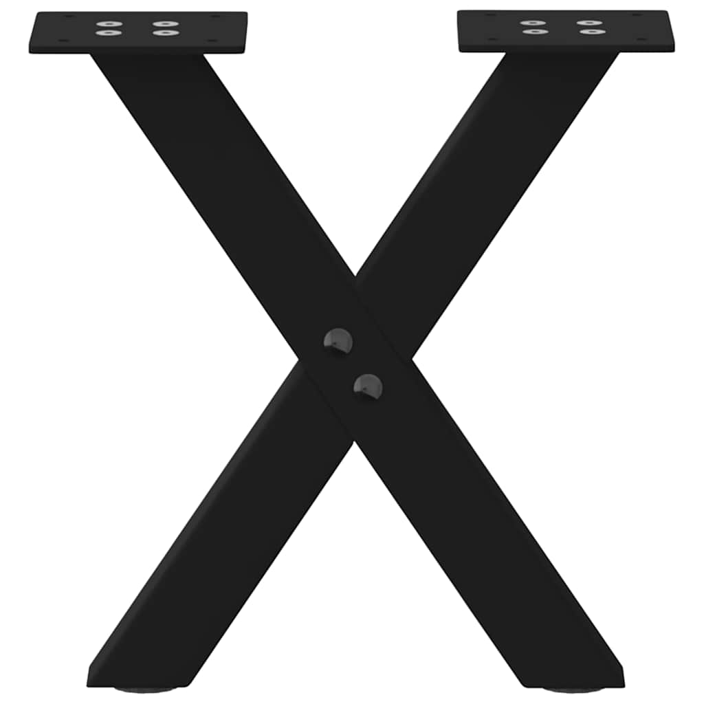 vidaXL Pieds de table basse en X 2 pcs Noir 30x(30-31) cm Acier