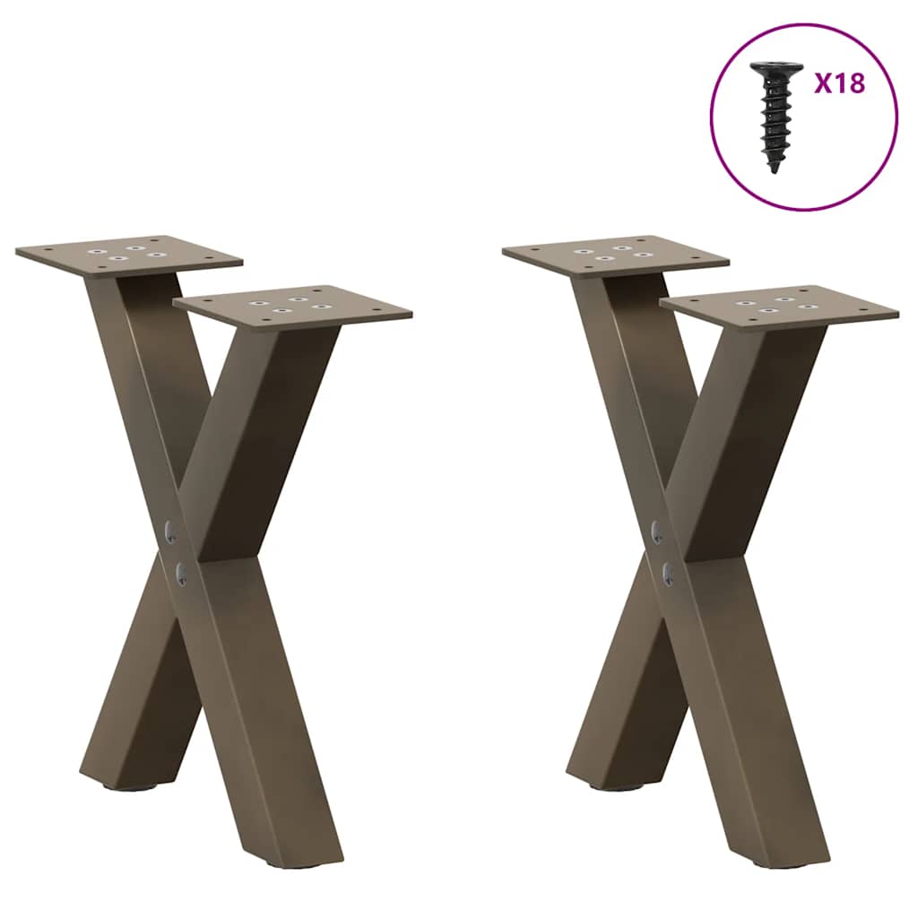 vidaXL Couchtischbeine X-Form 2 Stk. Naturstahl 30x(30-31) cm Stahl