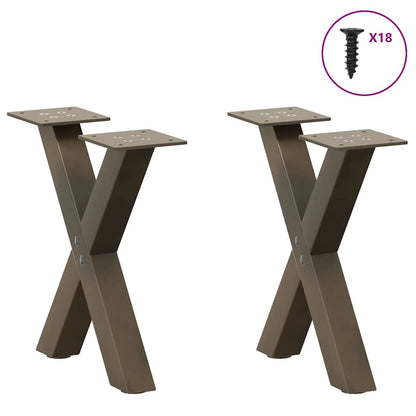 vidaXL Couchtischbeine X-Form 2 Stk. Naturstahl 30x(30-31) cm Stahl