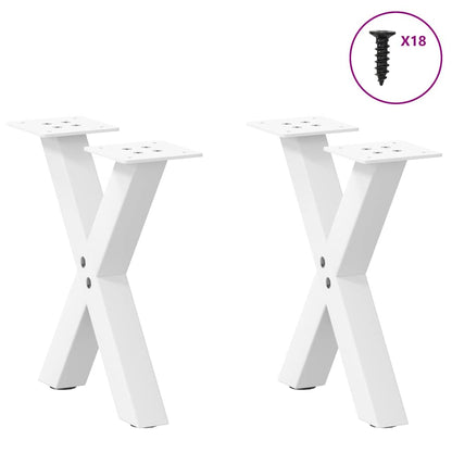 vidaXL Couchtischbeine X-Form 2 Stk. Weiß 37x(30-31) cm Stahl