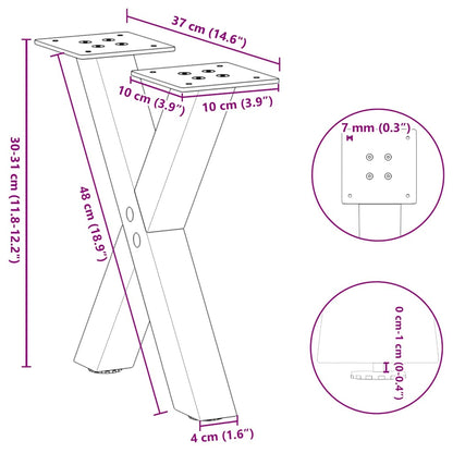 Couchtischbeine X-Form 2 Stk. Anthrazit 37x(30-31) cm Stahl