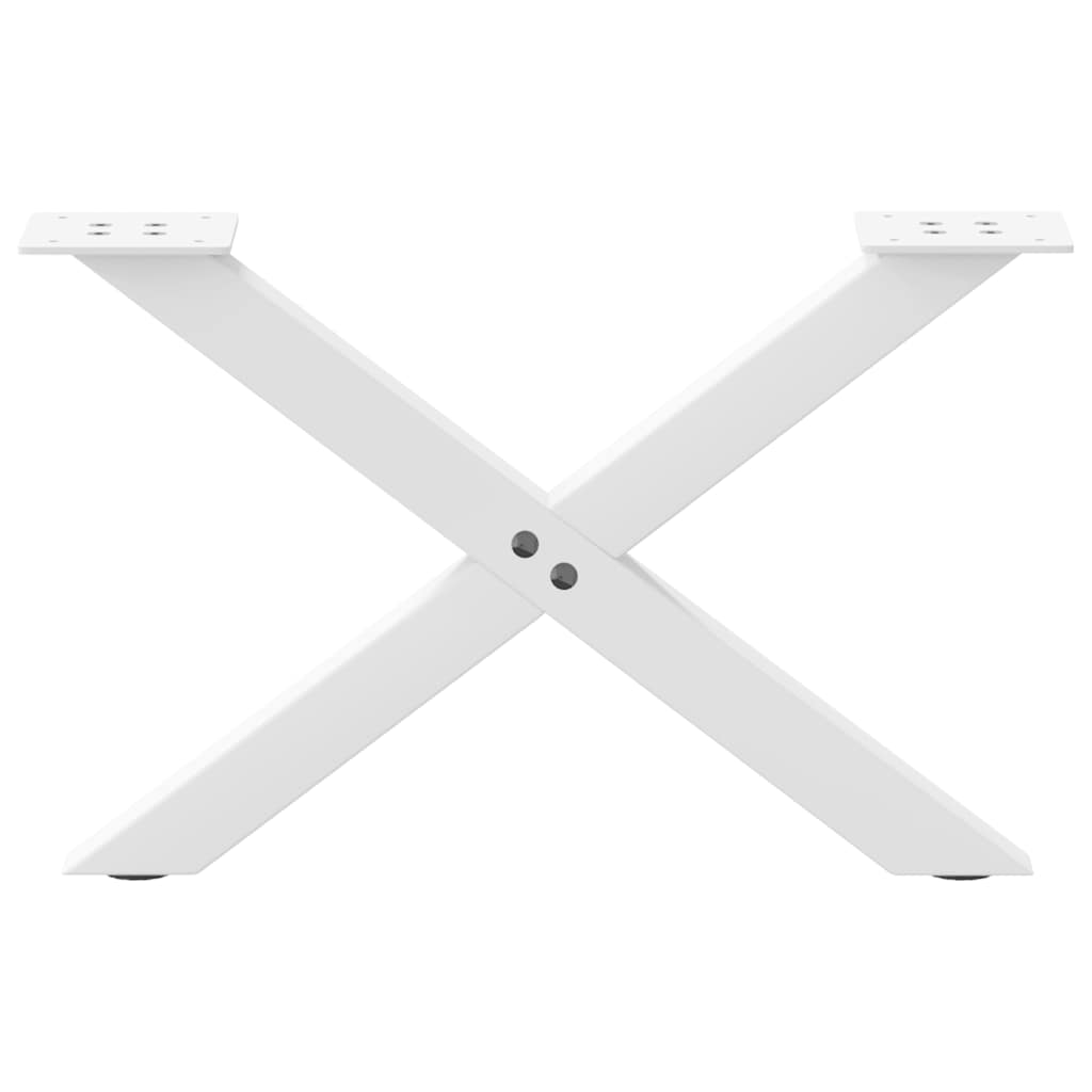 vidaXL Pieds de table basse en forme de X 2 pcs Blanc 50x(30-31) cm Acier