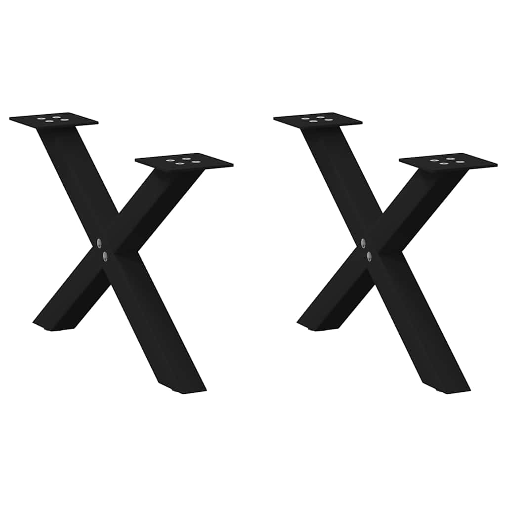 vidaXL Pieds de table basse en X 2 pcs Noir 60x(30-31) cm Acier