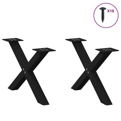 vidaXL Pieds de table basse en X 2 pcs Noir 60x(30-31) cm Acier