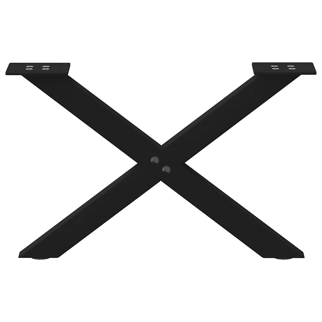 vidaXL Pieds de table basse en X 2 pcs Noir 60x(30-31) cm Acier