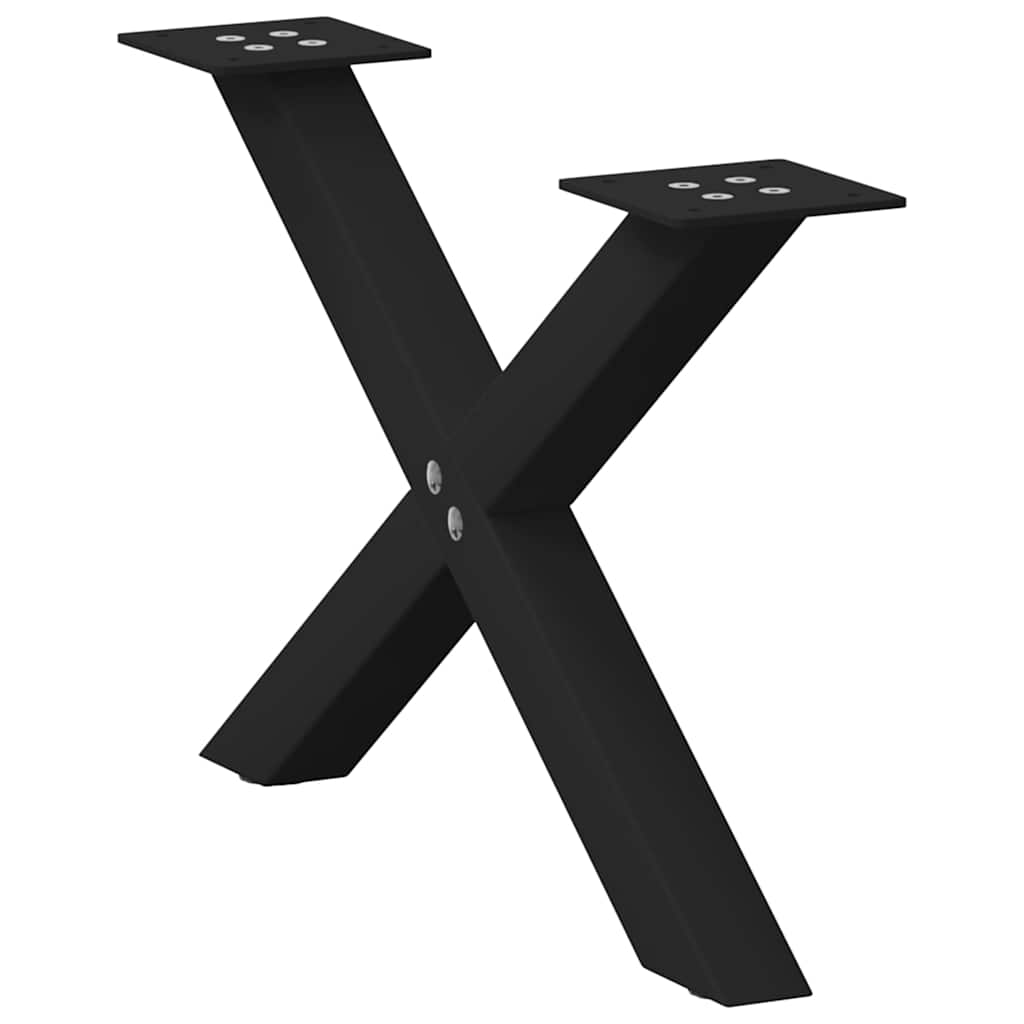 vidaXL Pieds de table basse en X 2 pcs Noir 60x(30-31) cm Acier