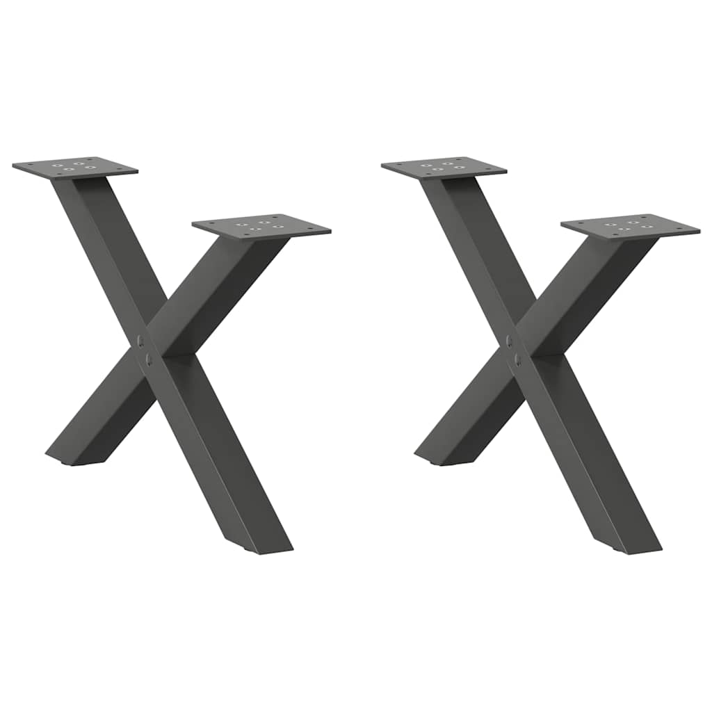 vidaXL Couchtischbeine X-Form 2 Stk. Anthrazit 60x(30-31) cm Stahl