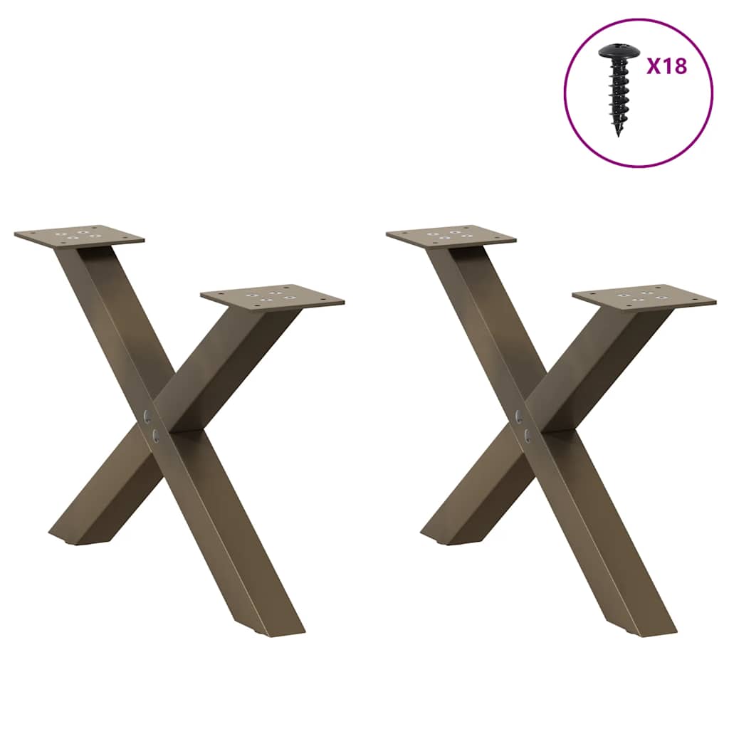 vidaXL Couchtischbeine X-Form 2 Stk. Naturstahl 60x(30-31) cm Stahl