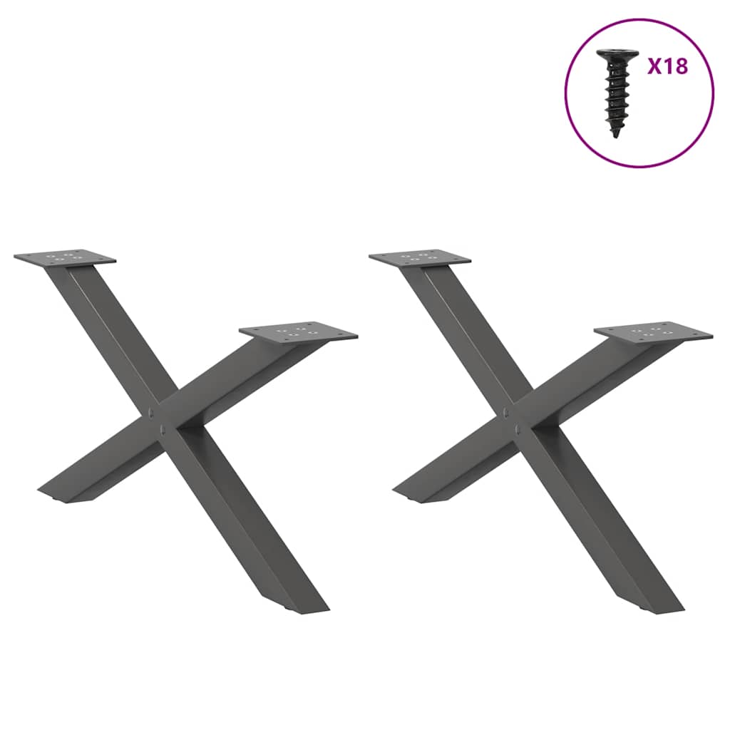 vidaXL Couchtischbeine X-Form 2 Stk. Anthrazit 70x(30-31) cm Stahl