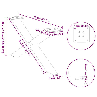 vidaXL Couchtischbeine X-Form 2 Stk. Anthrazit 70x(30-31) cm Stahl