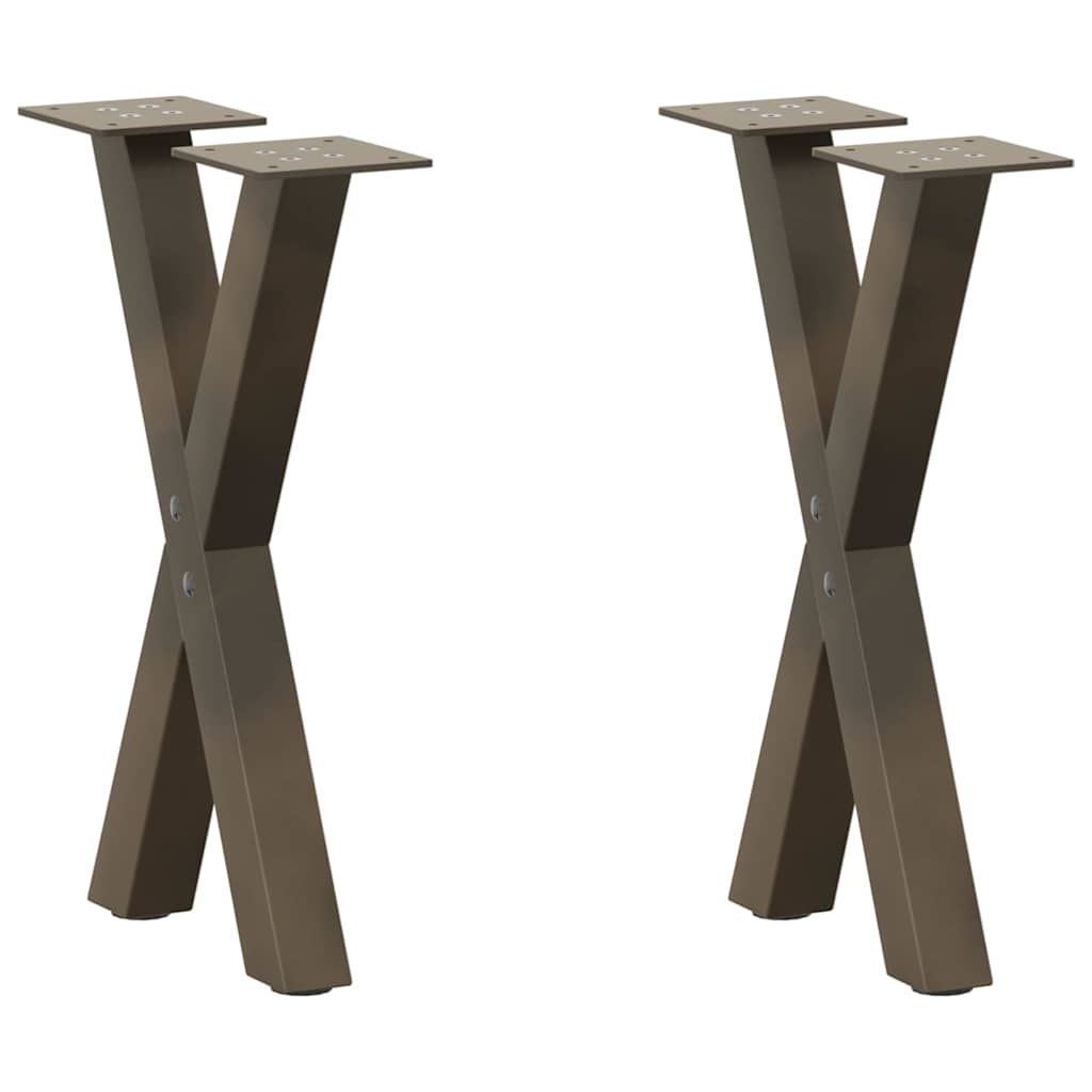 vidaXL Couchtischbeine X-Form 2 Stk. Naturstahl 28x(42-43) cm Stahl
