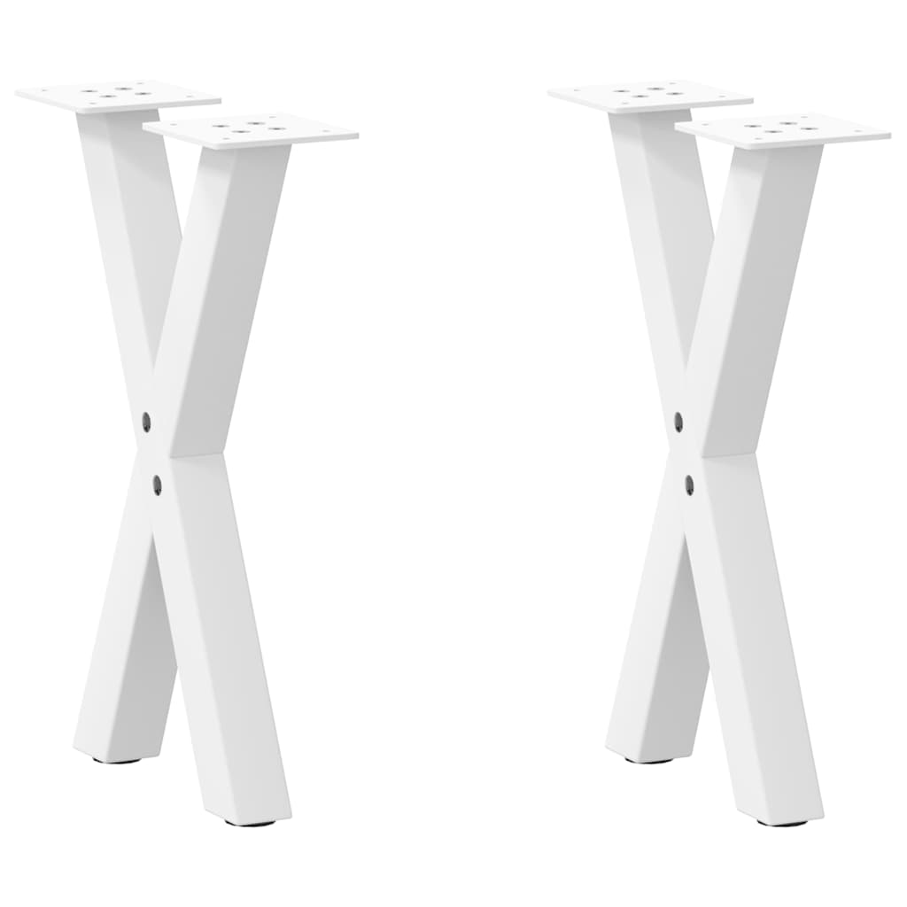 vidaXL Couchtischbeine X-Form 2 Stk. Weiß 38x(42-43) cm Stahl