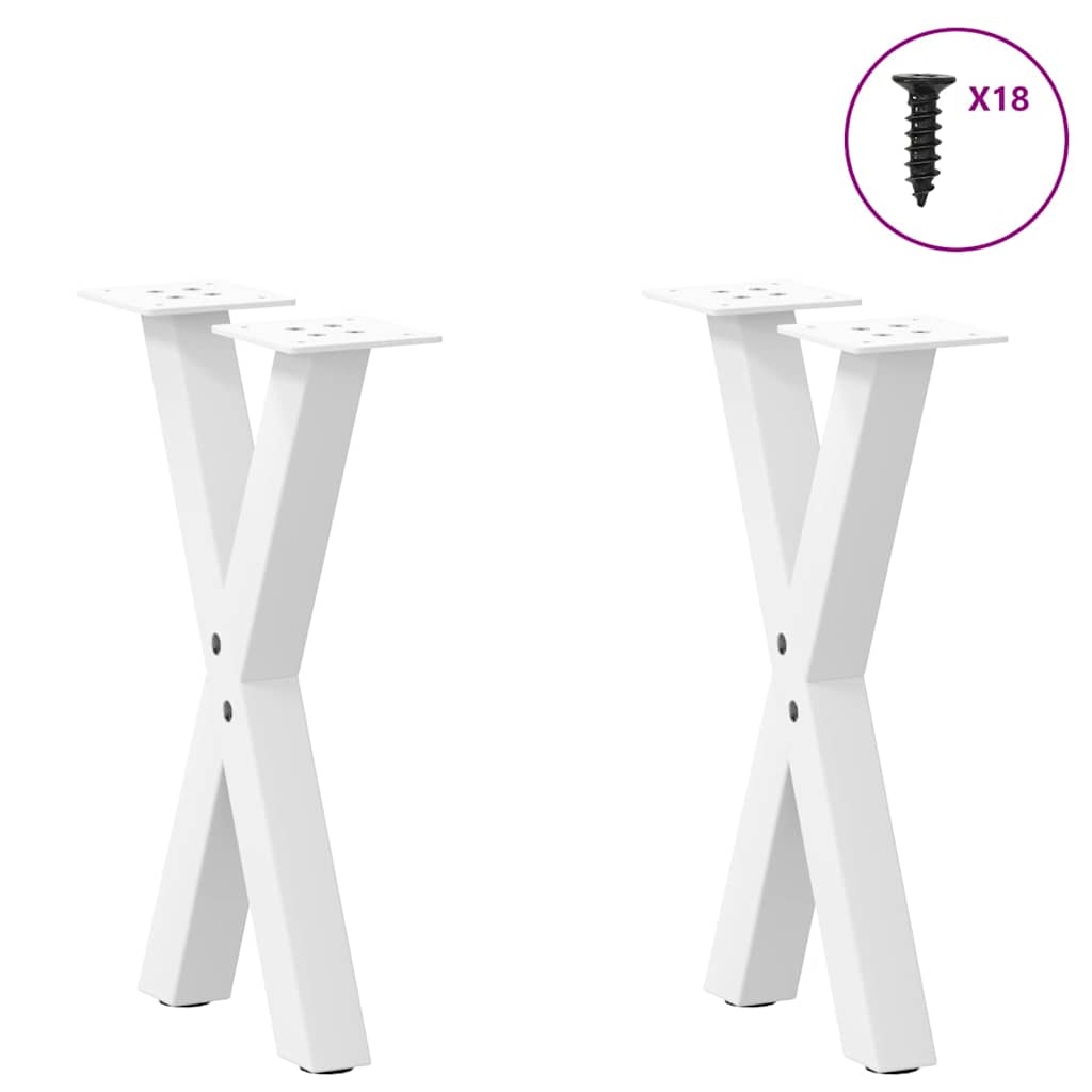 vidaXL Couchtischbeine X-Form 2 Stk. Weiß 38x(42-43) cm Stahl