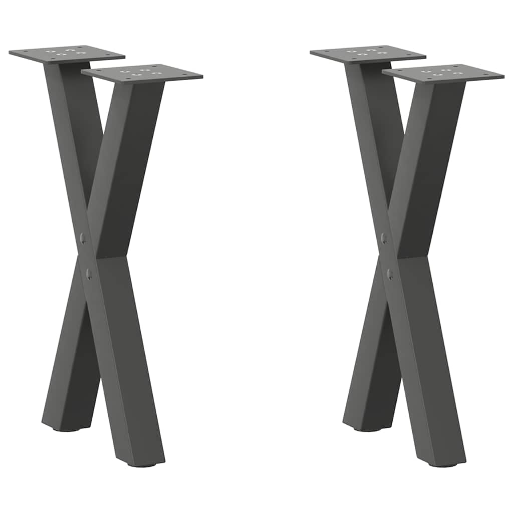 vidaXL Pieds de table basse en X 2 pcs Anthracite 38x(42-43) cm Acier