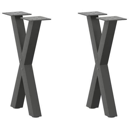 vidaXL Pieds de table basse en X 2 pcs Anthracite 38x(42-43) cm Acier